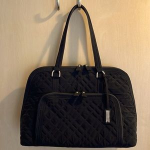 Beautiful Vera Bradley black quilted work tote - lightweight & fits large laptop